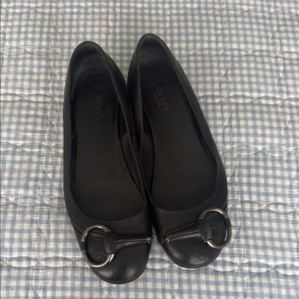 Gucci Black Flats with Silver Detail 7